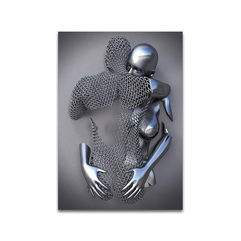 Modern Art Painting Canvas. Metal Carving Photo Art. Living Room Wall Decor. Romantic Abstract Home Decor. WickedYo.